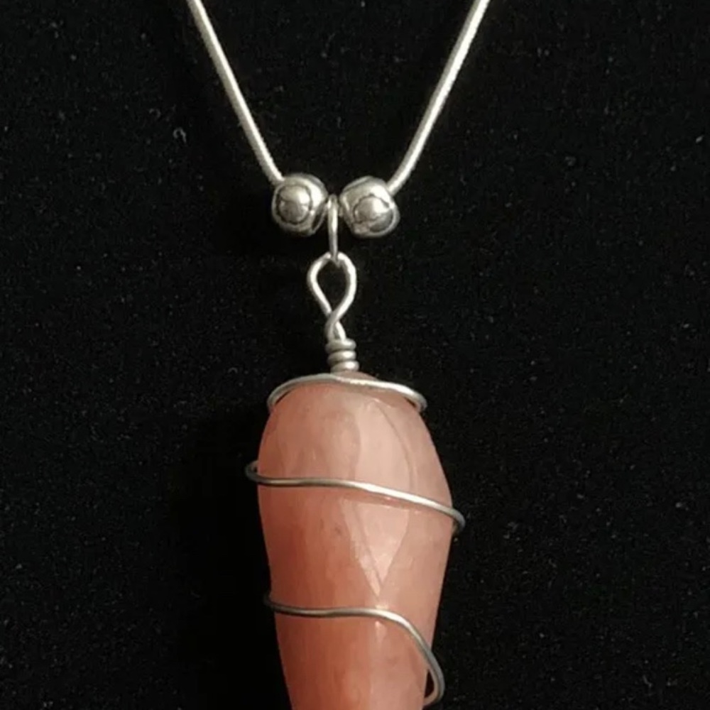 1.5” Hand Wrapped Aventurine Stone Pendant With  Free Silver Plated Necklace - Picture 5 of 6